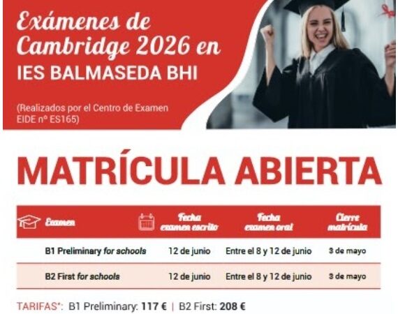Exámenes oficiales de Cambridge en IES Balmaseda
