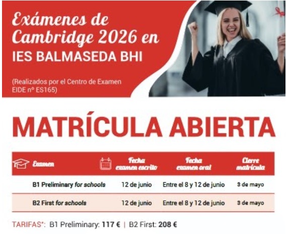 Exámenes oficiales de Cambridge en IES Balmaseda